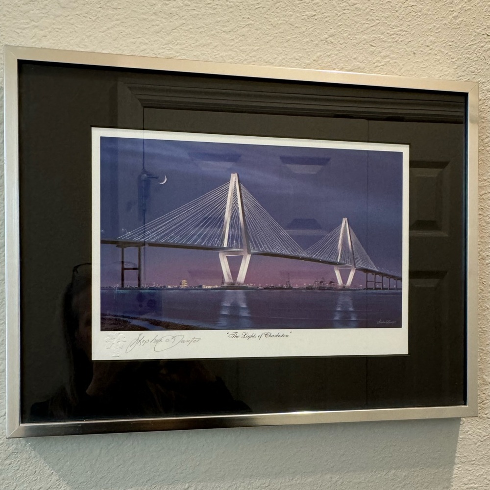 Origional Stephen O. Gunter “The Lights Of Charleston”  signed print 16 X 11